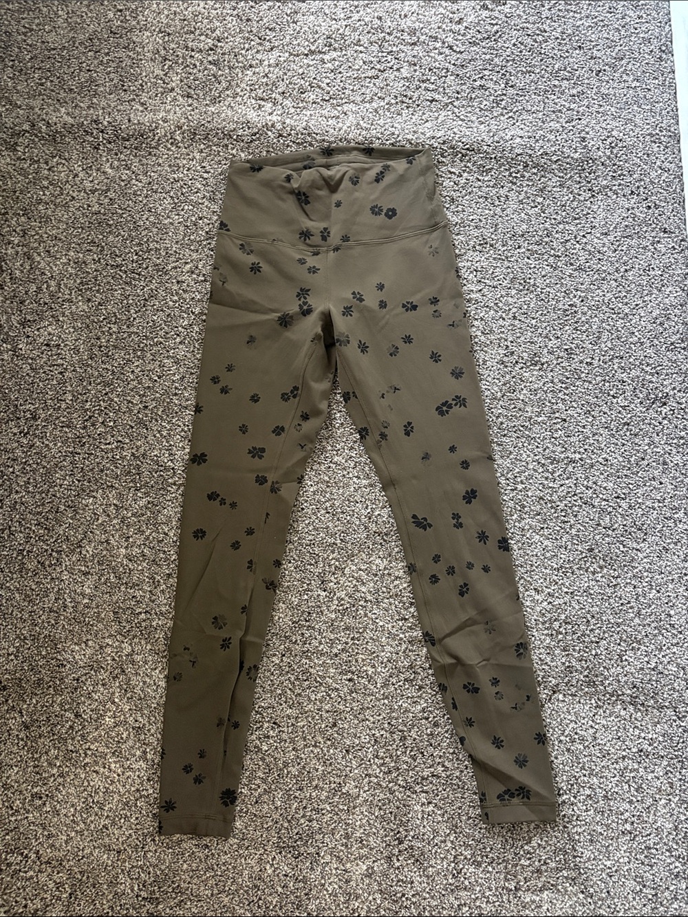 Lululemon Wunder Train High Rise Tight 28” Size 6 Floral Breeze Olive